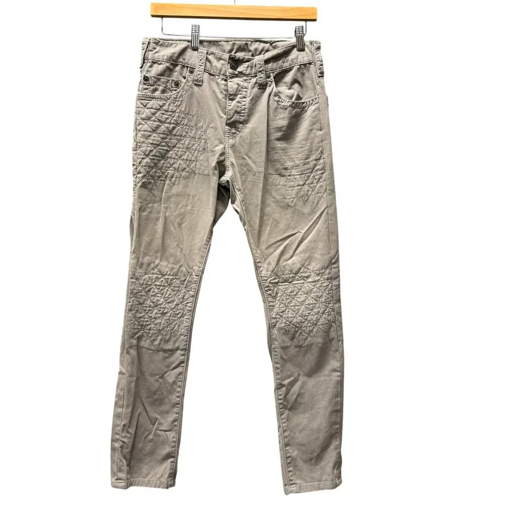 True Religion Jeans Dean Geo Quilted Patch Gray Denim Mens 29‎ (30x29 ACTUAL)